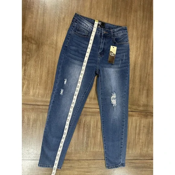 NWT OG Oyster Guy Distressed Skinny Leg Stretch Blue Denim Jeans Junior's Size 7 - Picture 11 of 15